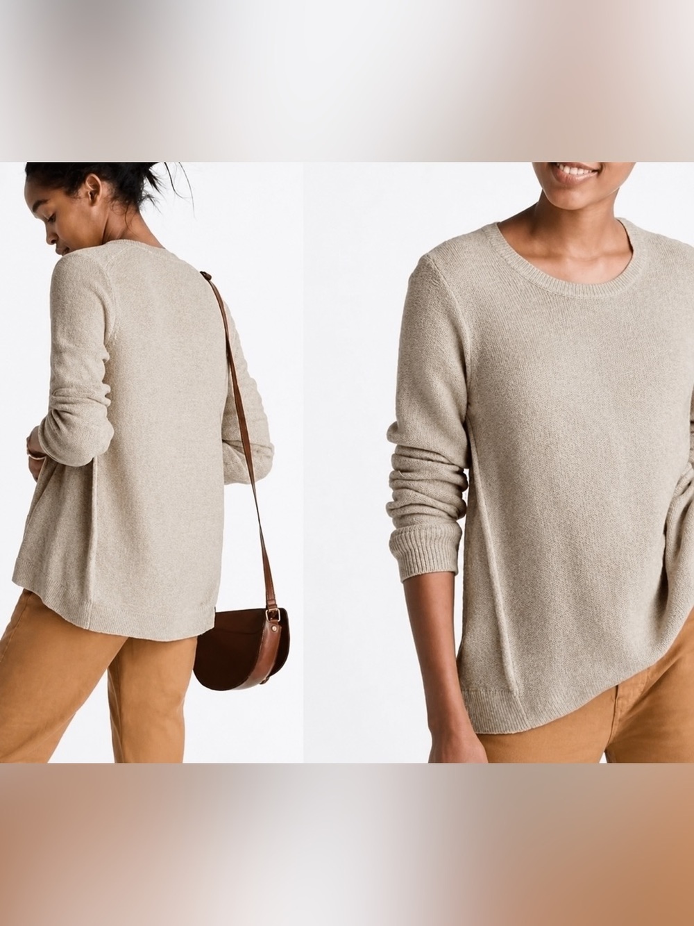 Madewell Riverside cream textured sweater, medium